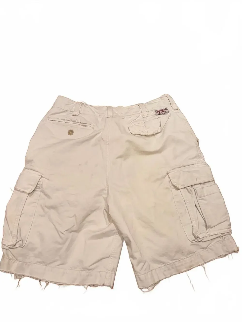 Abercrombie & Fitch White Cargo Shorts Raw Hem Size 34 Y2K